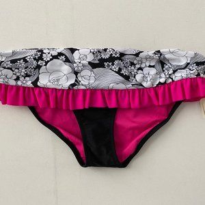 Pink Envelope Floral Bikini Ruffle Swim Bottom